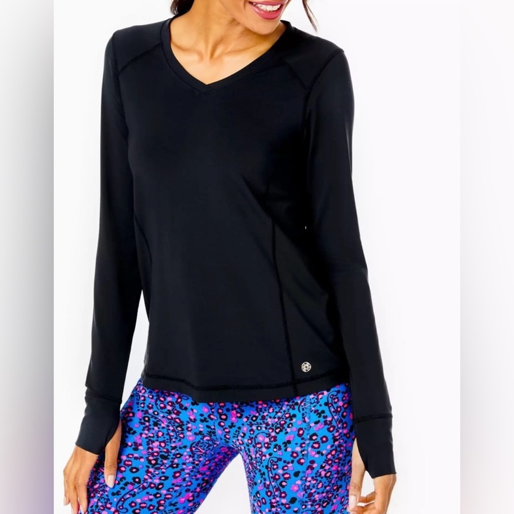 Women's Lilly Pulitzer Luxletic Resort White Long Sleeve Workout Top Renay Med